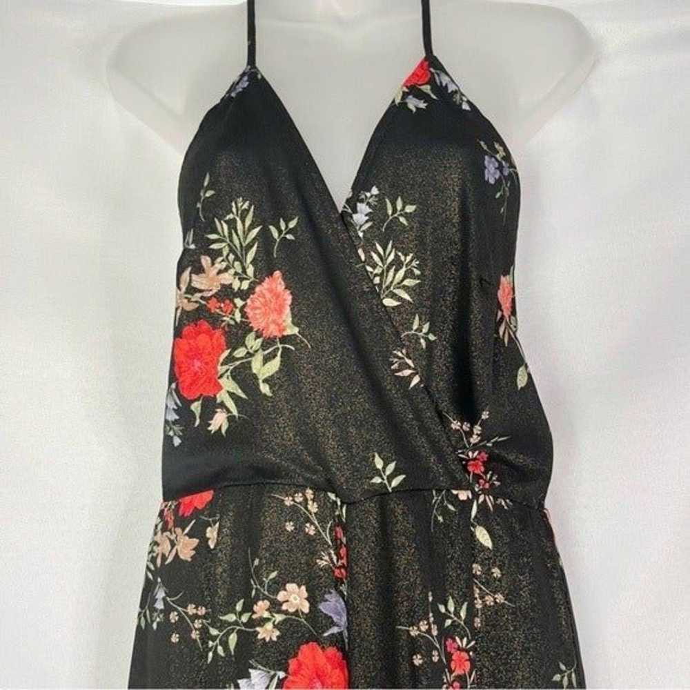 Le Lis Black Floral Open Back Jumpsuit M - image 4