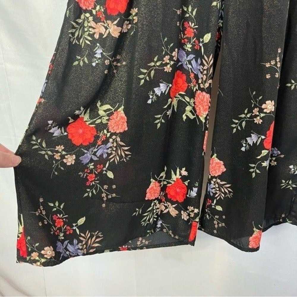 Le Lis Black Floral Open Back Jumpsuit M - image 6