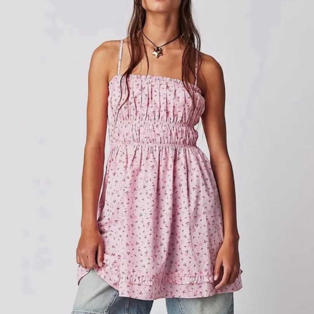 NWOT Free People Gabby Mini Dress pink with cherr… - image 5