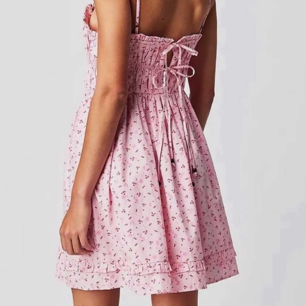 NWOT Free People Gabby Mini Dress pink with cherr… - image 6