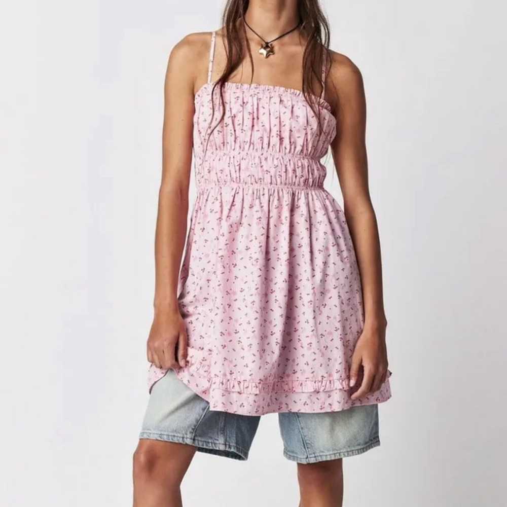 NWOT Free People Gabby Mini Dress pink with cherr… - image 7
