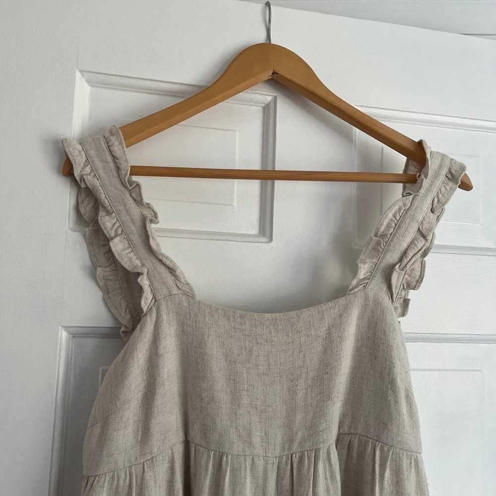 Adeline Linen Ruffled Dungarees Oat Color - image 2
