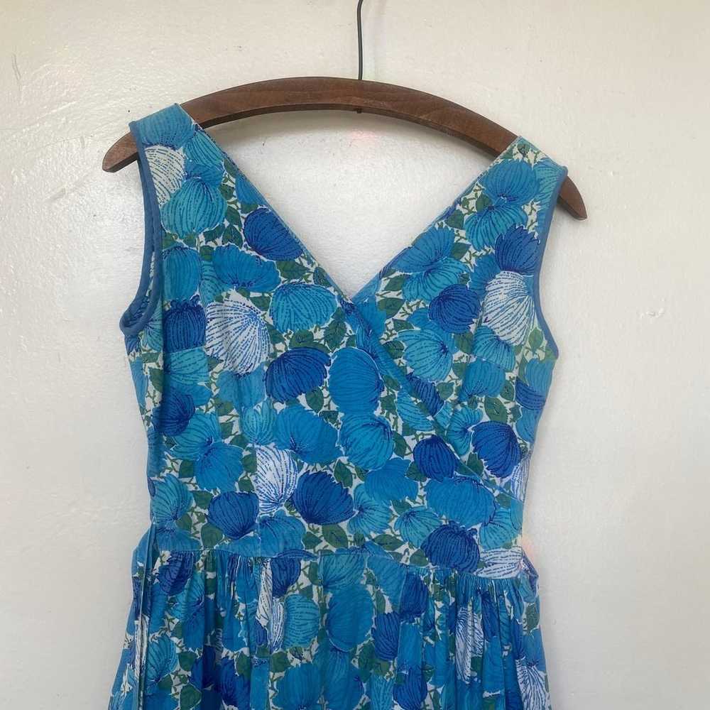 Vintage 1960s Blue Floral Summer Dress - image 2