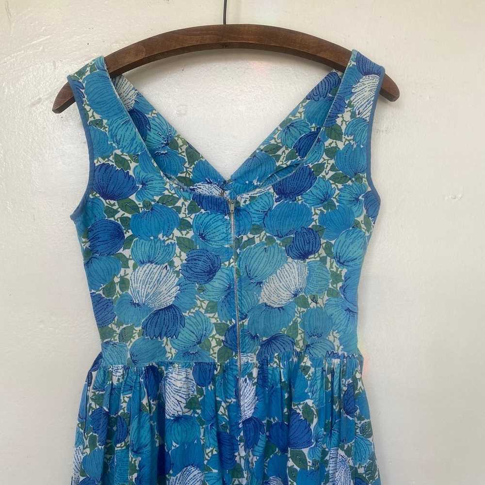 Vintage 1960s Blue Floral Summer Dress - image 4