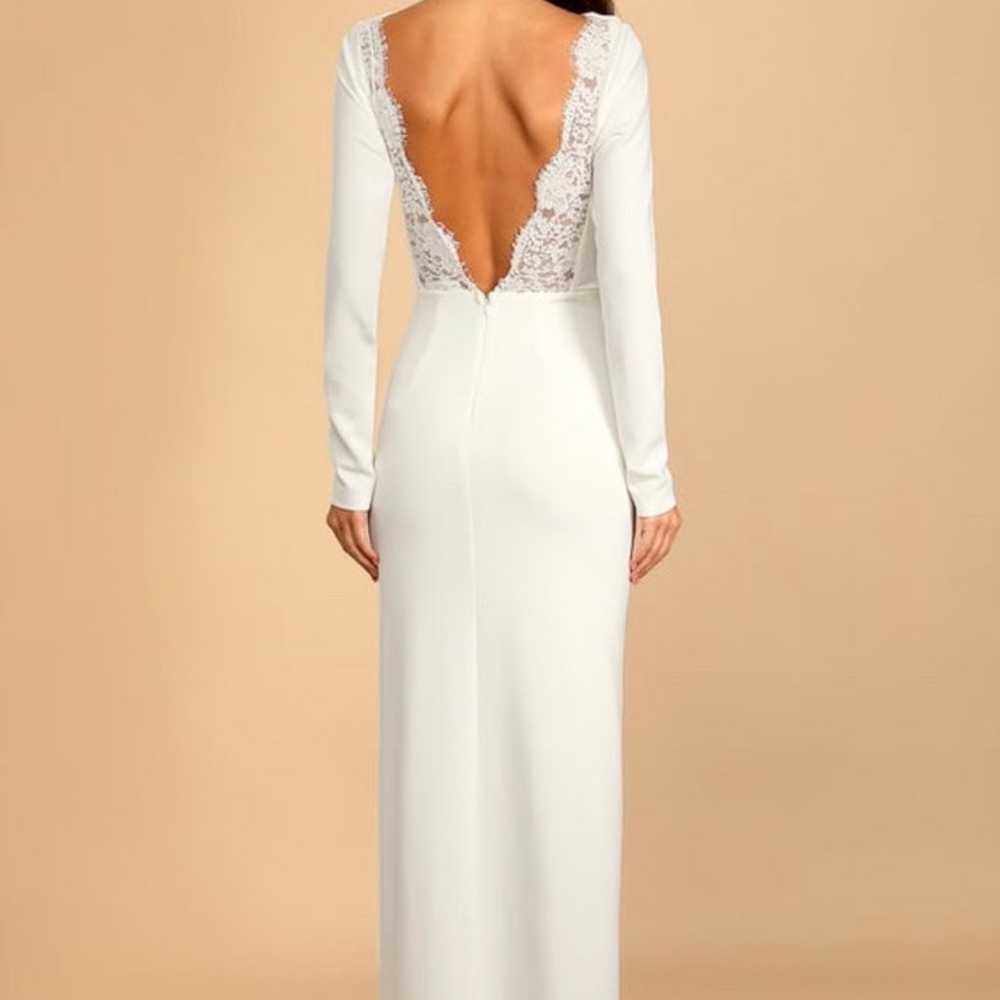 White Lace Long Sleeve Maxi Dress - image 3