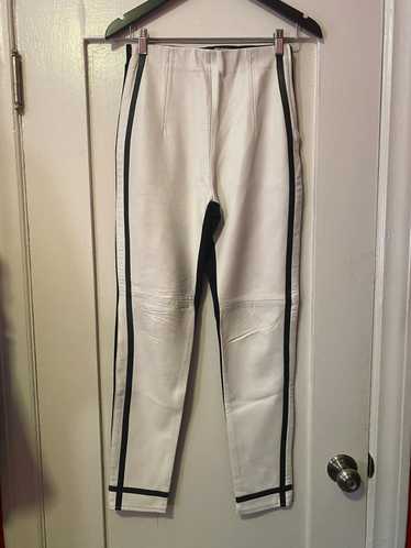 Vintage Unique White Leather Pants with Black Leat