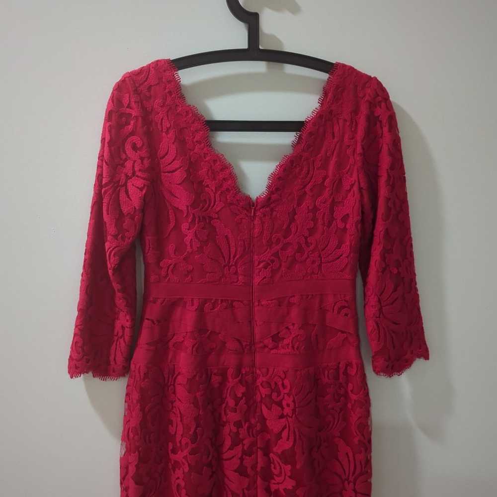 Tadashi Shoji Red Lace Brocade 3/4 Sleeve Dress - image 5