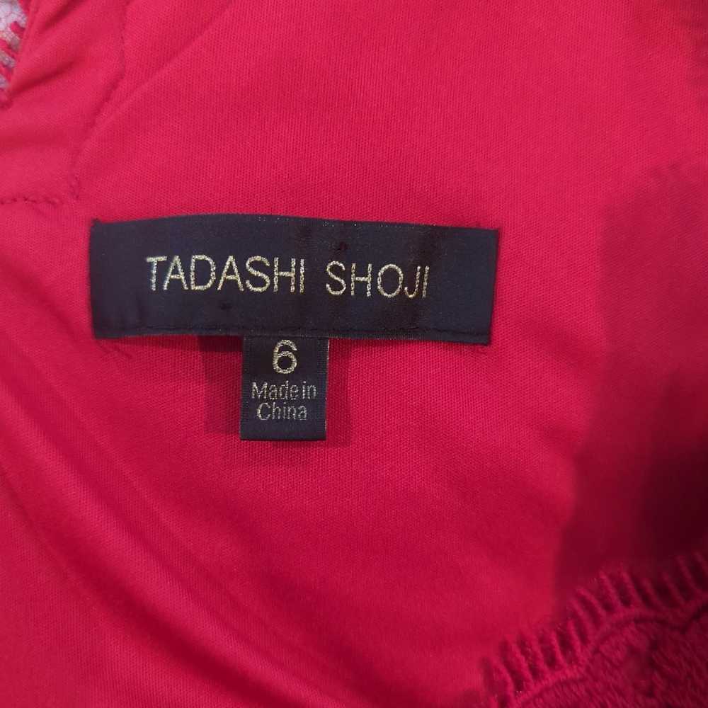 Tadashi Shoji Red Lace Brocade 3/4 Sleeve Dress - image 6