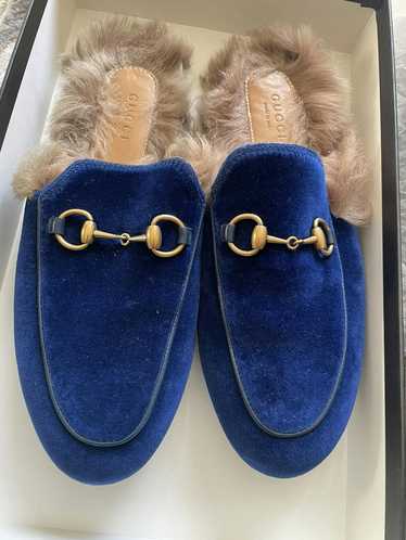 Gucci Velvet Blue Loafers