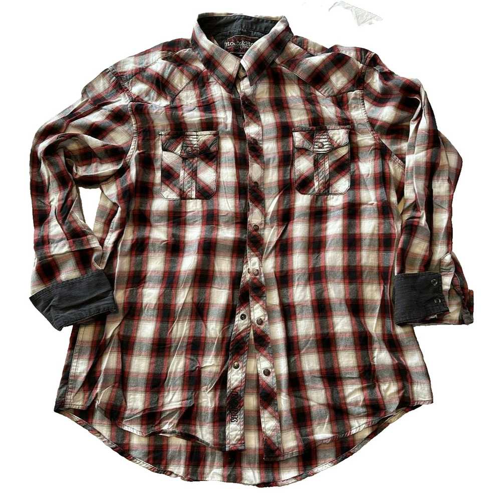 Other Rock&Roll Cowboy Plaid XL Shirt Red/Black/W… - image 1