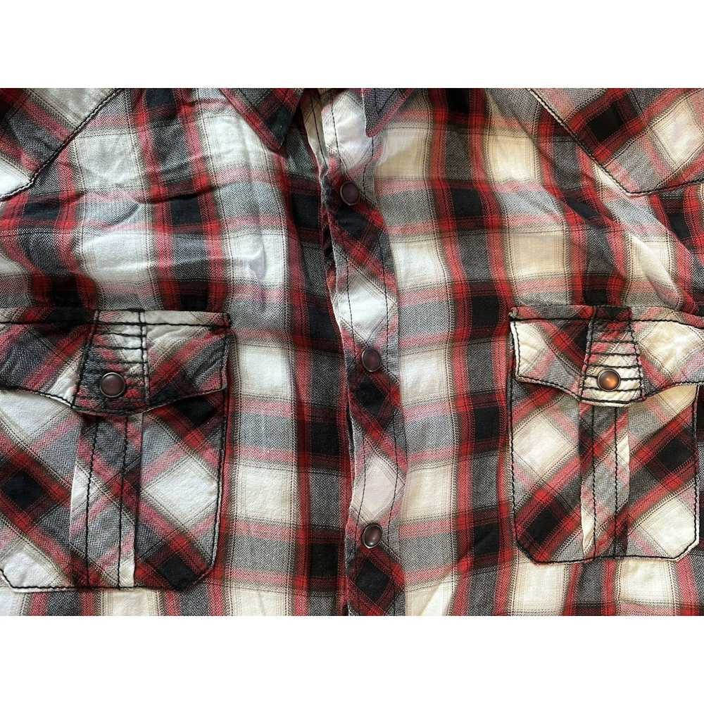 Other Rock&Roll Cowboy Plaid XL Shirt Red/Black/W… - image 8