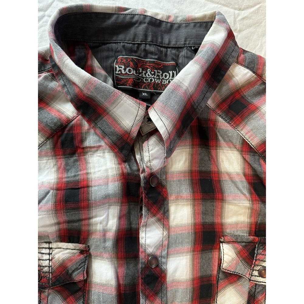 Other Rock&Roll Cowboy Plaid XL Shirt Red/Black/W… - image 9