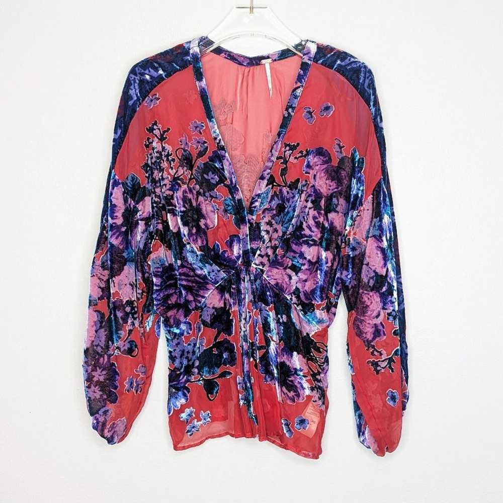 Free People Free People Red Bonnie Burnout Blouse… - image 1