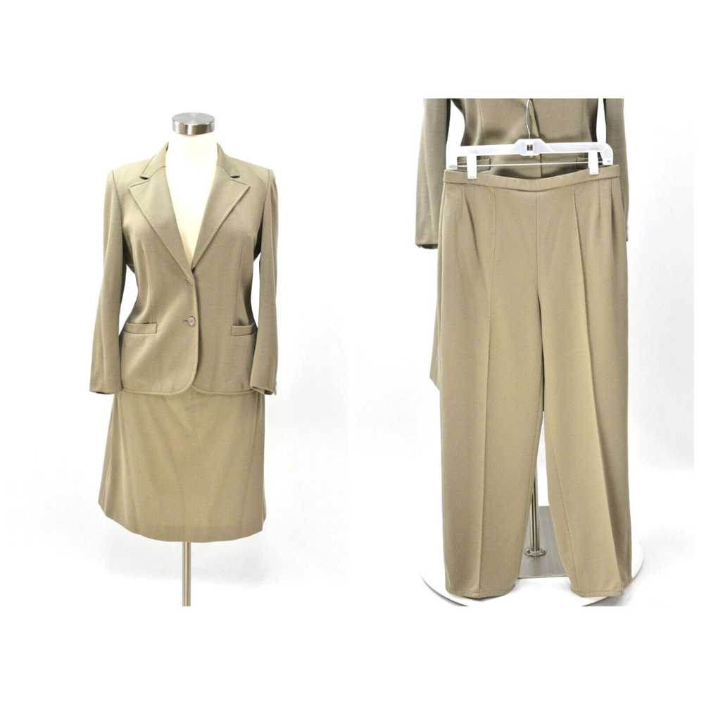 Vintage 70s Vintage Taupe 3 Piece Outfit Suit Bla… - image 1