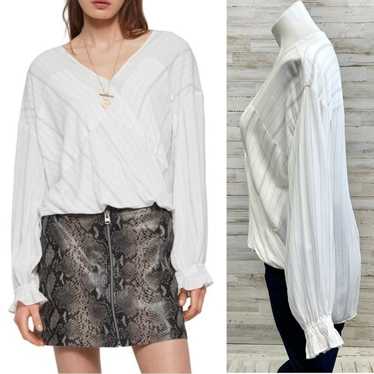 ◆ALLSAINTS◆ AllSaints Penny Cascade Top WM603Z8198 ALLSAINTS Penny V-Neck Frill Lucia Floral Top in Storm Grey