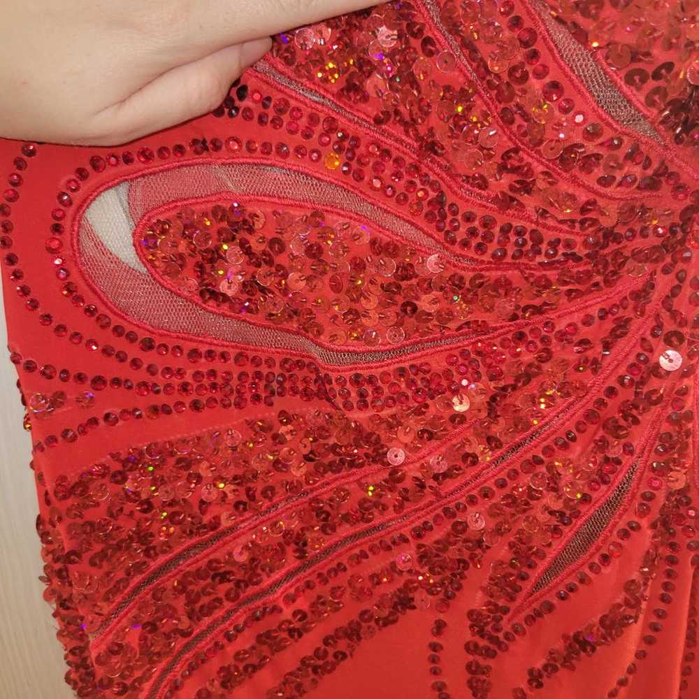 Red Sparkly Prom Dress with slit - image 11