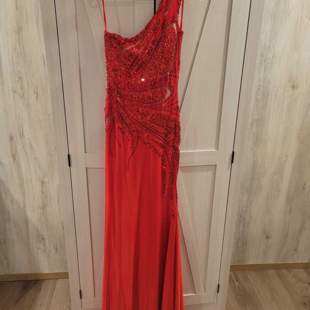 Red Sparkly Prom Dress with slit - image 2