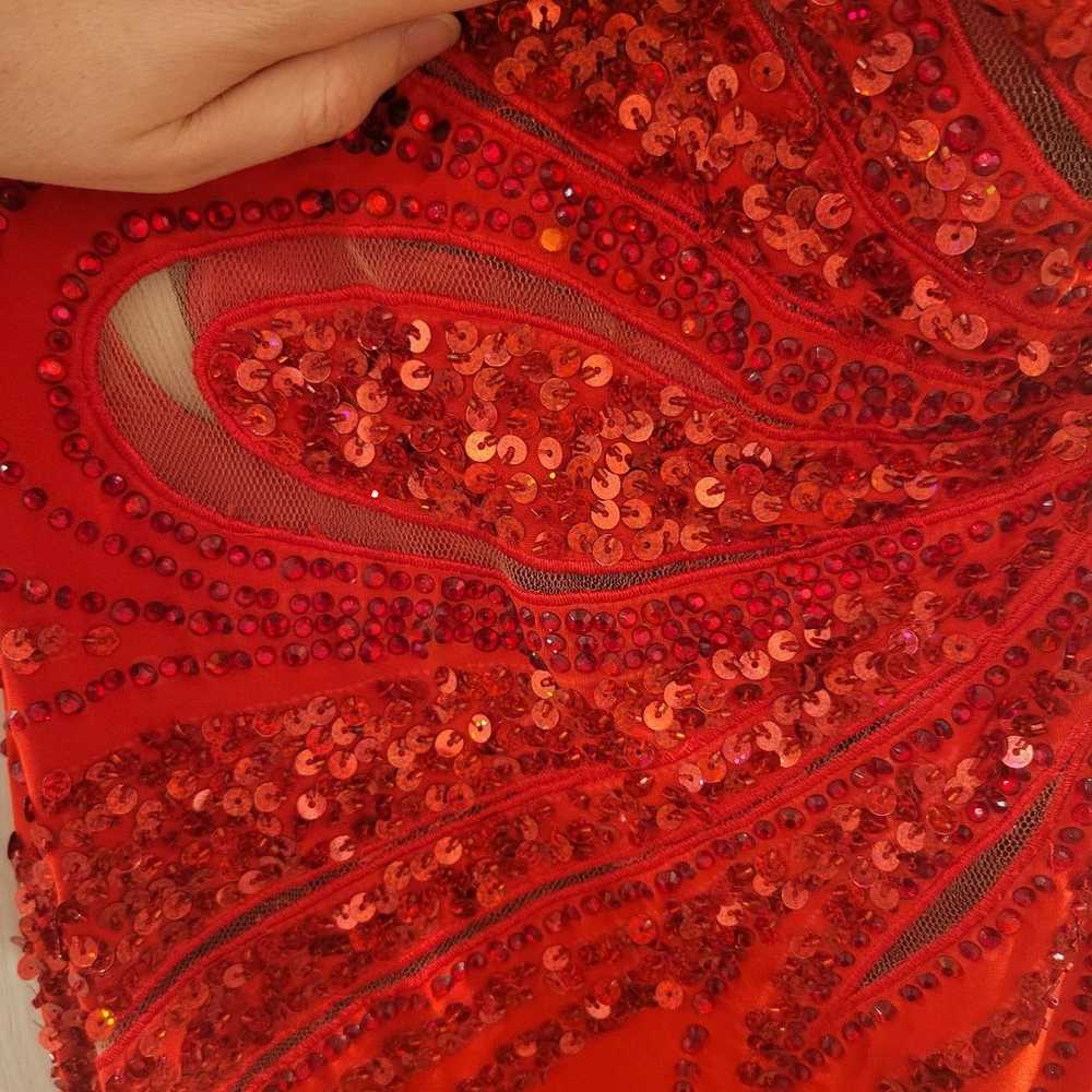 Red Sparkly Prom Dress with slit - image 7