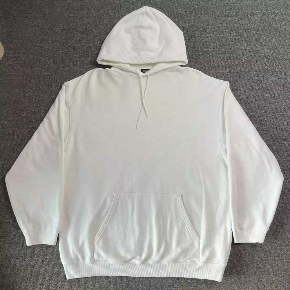 Balenciaga Balenciaga White Back Logo Hoodie - Gem