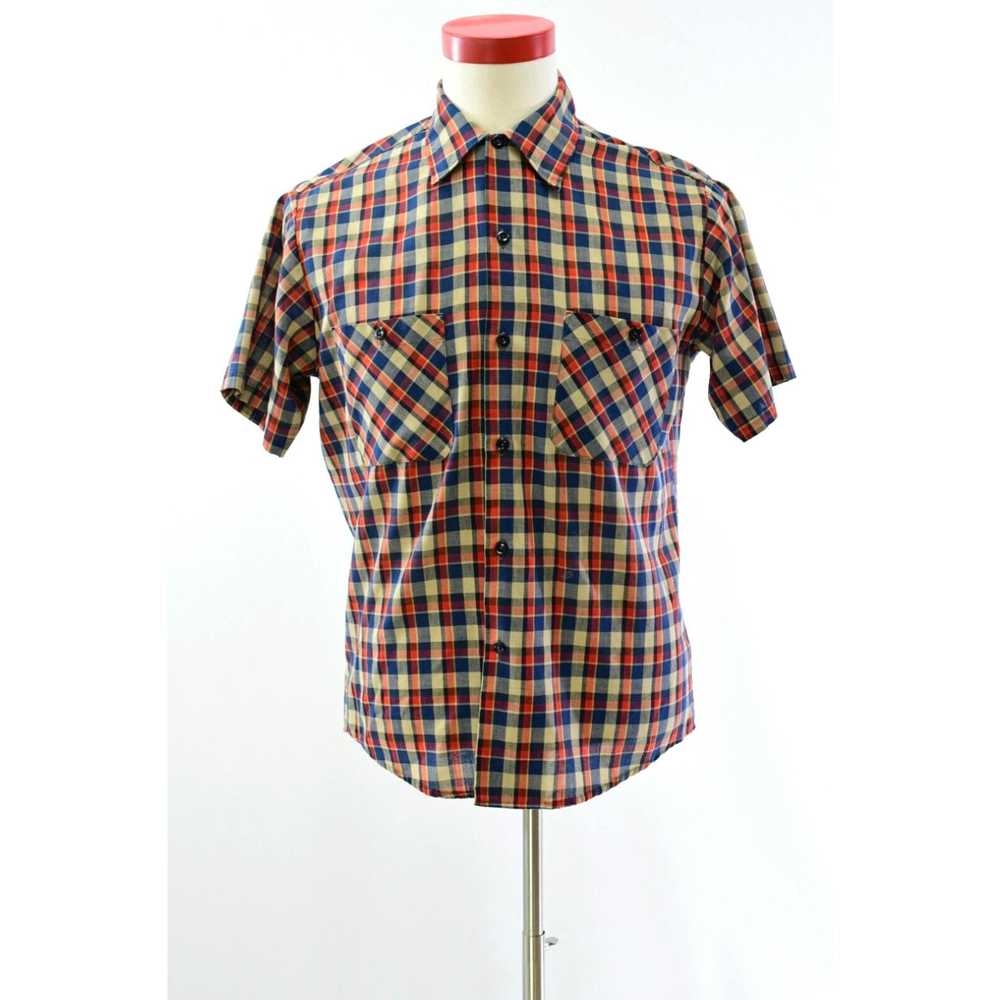 Sears 60s Vintage Mens M Checkered Short Sleeve S… - image 3