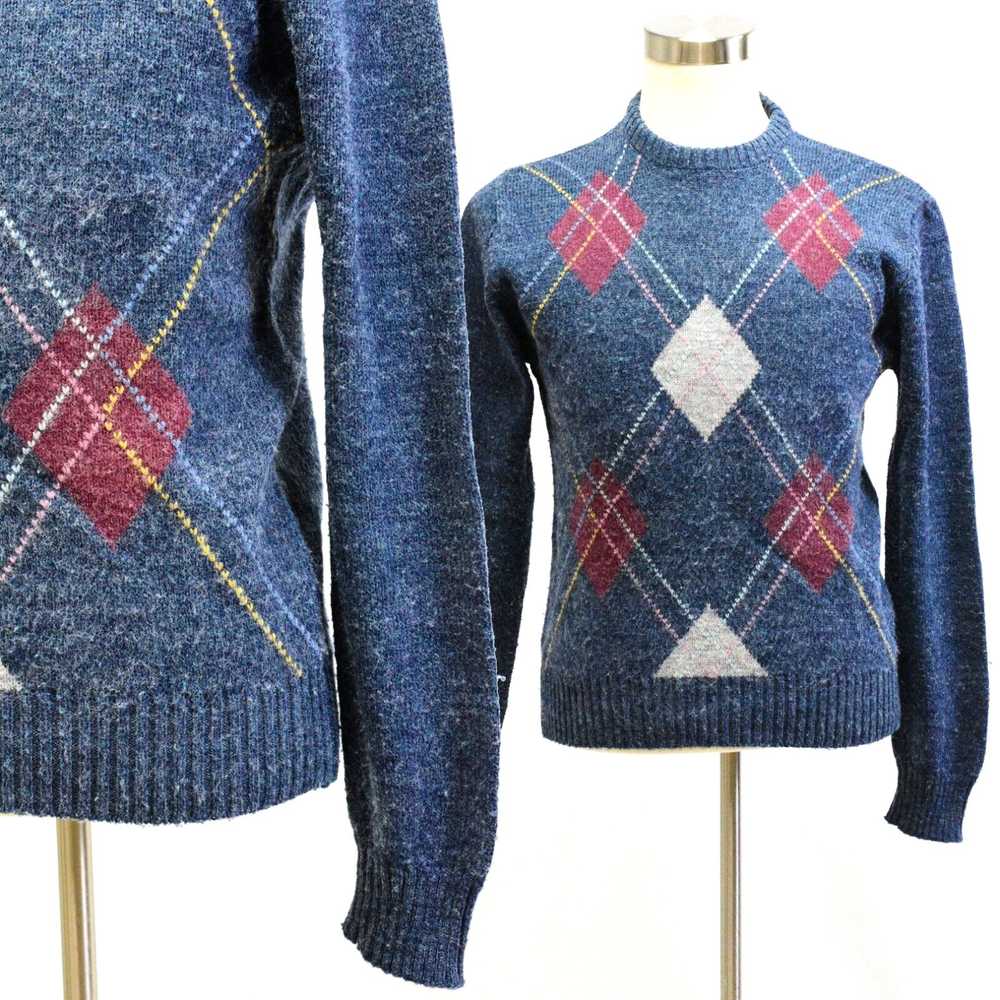 Vintage 90s Vintage Argyle Print Sweater Mens S C… - image 1