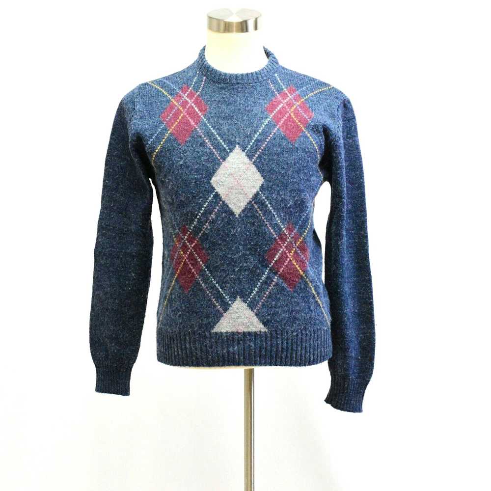 Vintage 90s Vintage Argyle Print Sweater Mens S C… - image 2