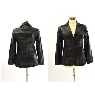 Nique 90s Vintage Black Leather Western Blazer Ja… - image 1