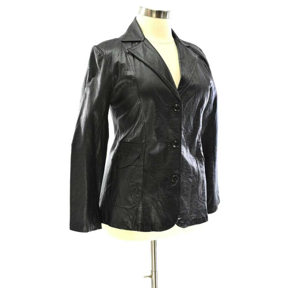 Nique 90s Vintage Black Leather Western Blazer Ja… - image 2