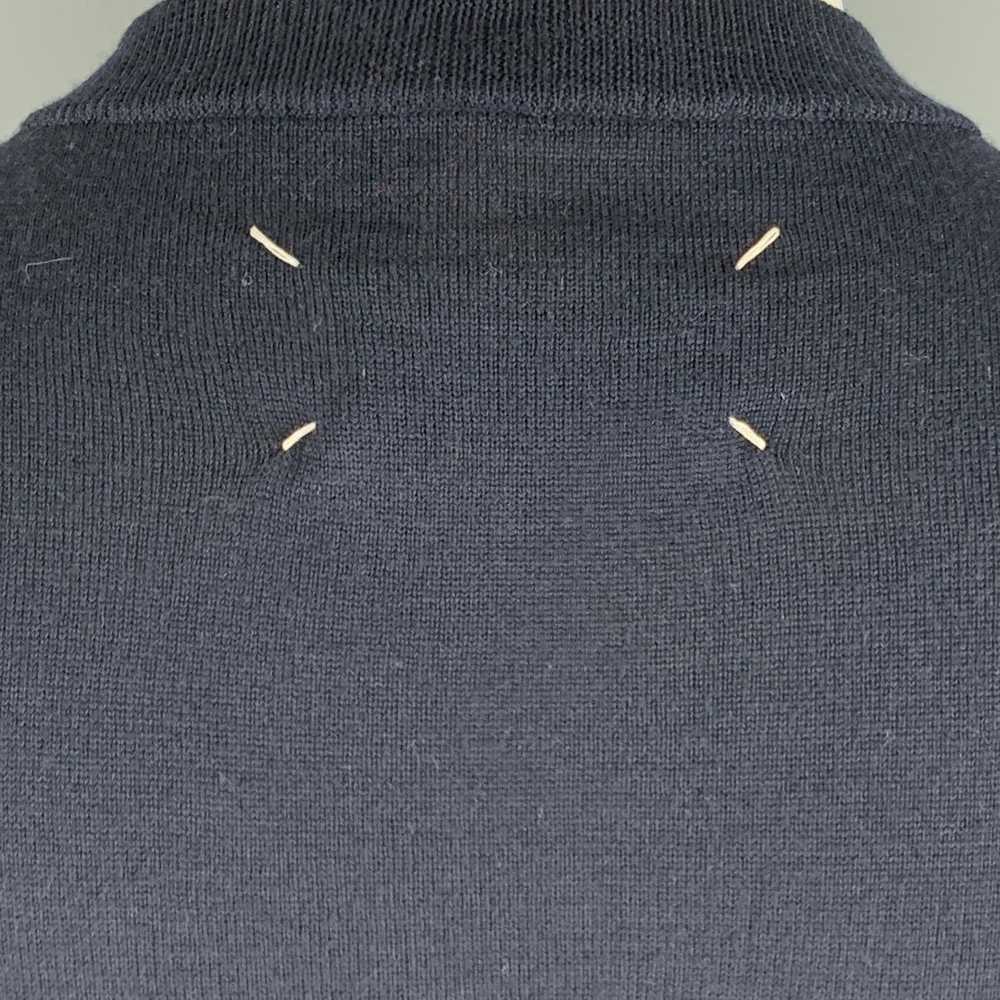 Maison Margiela Navy Knit Wool Scoop Neck Pullover - image 5