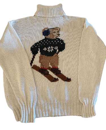 90s Vintage Ralph Lauren Border Logo Embroidered Cotton Knit