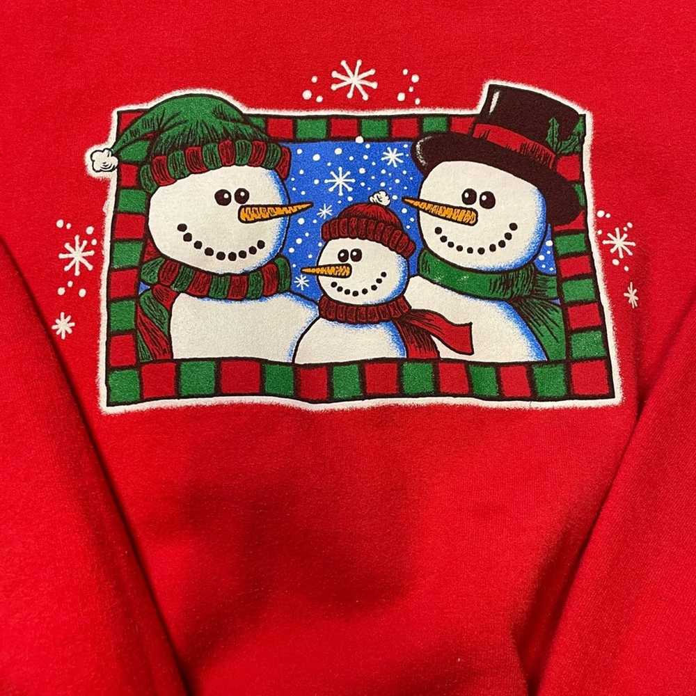 Gildan Vintage Red Winter Holiday Snowman Crewnec… - image 4