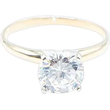 14K Gold Zircon Solitaire Engagement Ring Size 7.5