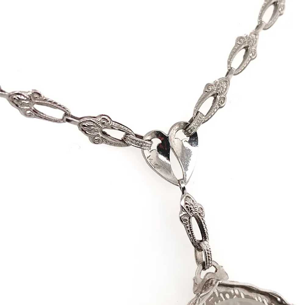 14K Filigree Rock Crystal Diamond Necklace with C… - image 7