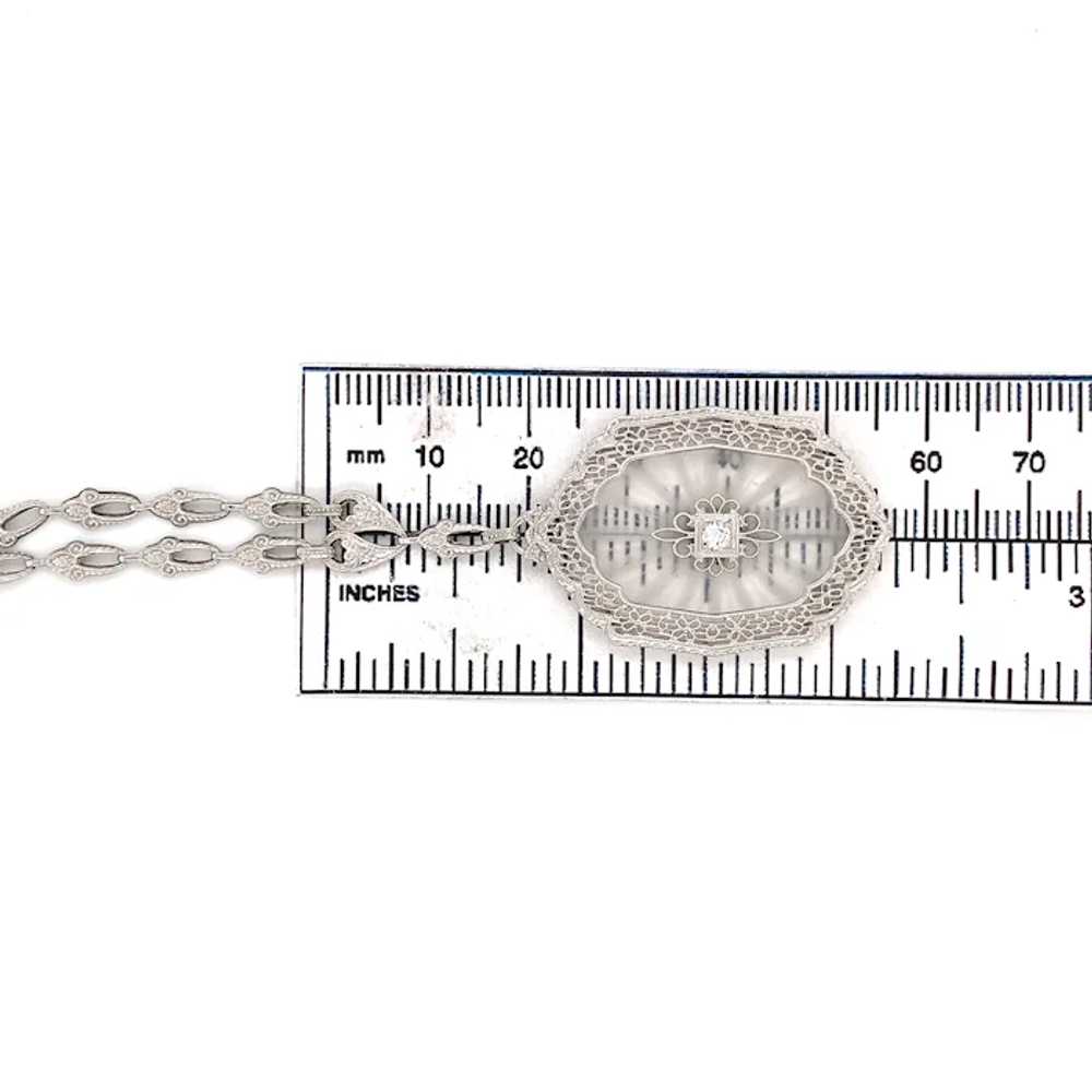14K Filigree Rock Crystal Diamond Necklace with C… - image 8