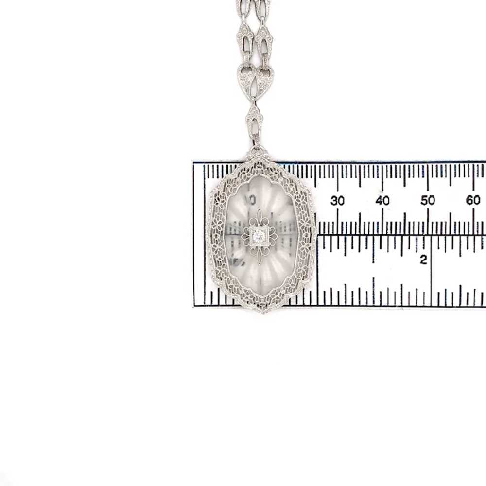 14K Filigree Rock Crystal Diamond Necklace with C… - image 9