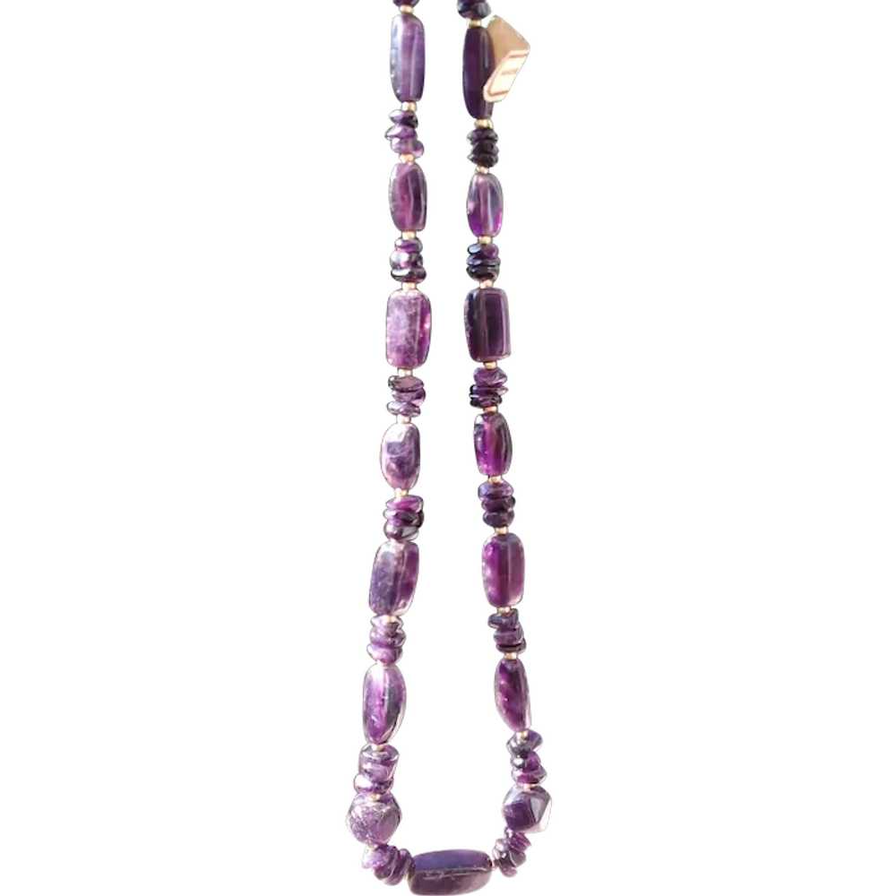Chunky Amethyst Necklace - Dark Purple Beads - Vi… - image 1