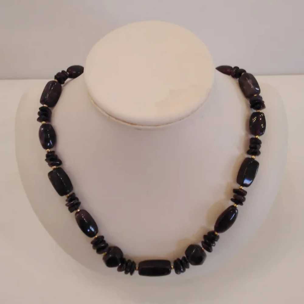 Chunky Amethyst Necklace - Dark Purple Beads - Vi… - image 2