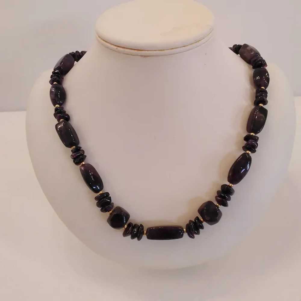 Chunky Amethyst Necklace - Dark Purple Beads - Vi… - image 3