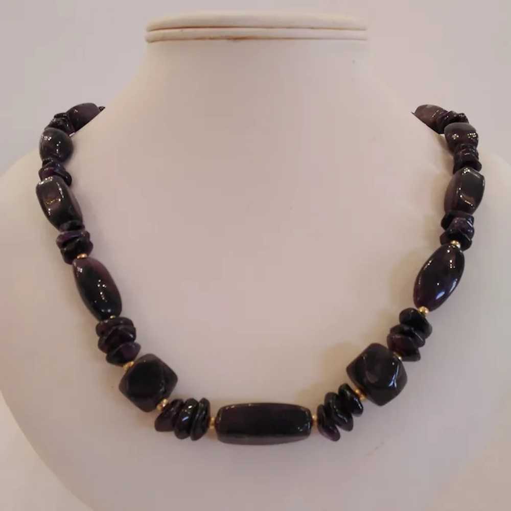 Chunky Amethyst Necklace - Dark Purple Beads - Vi… - image 4