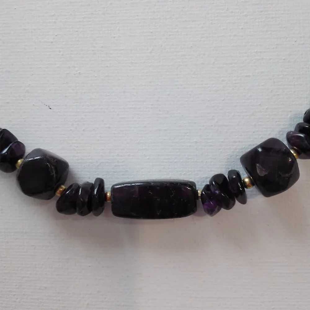 Chunky Amethyst Necklace - Dark Purple Beads - Vi… - image 9