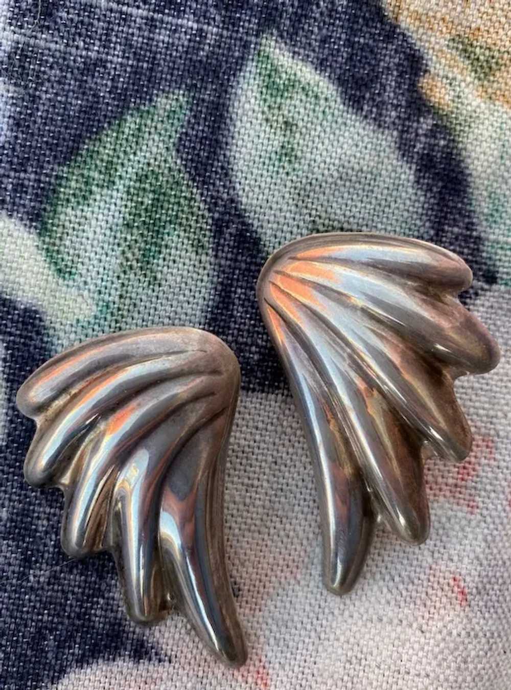 1980s Silver Statement Earrings Taxco Modernist W… - image 2
