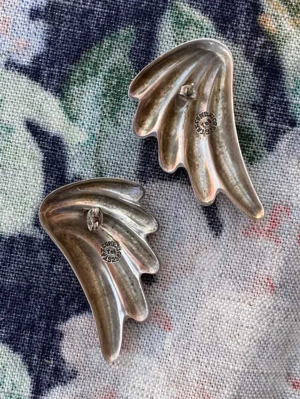 1980s Silver Statement Earrings Taxco Modernist W… - image 7