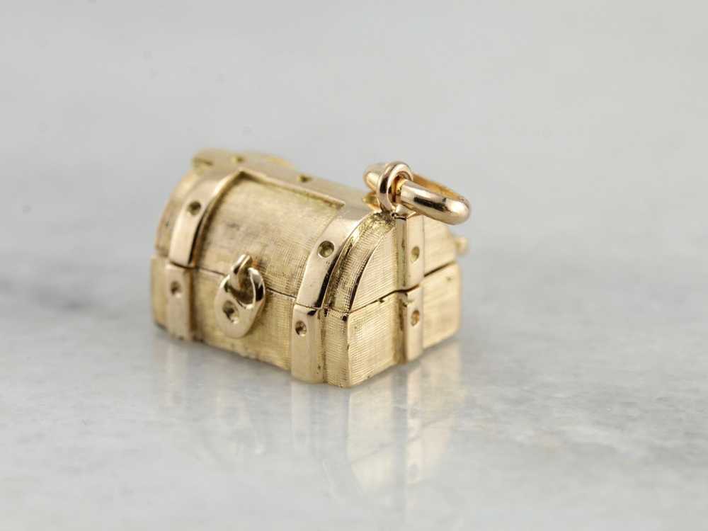 Moving Parts Treasure Chest Charm in Yellow Gold - image 1