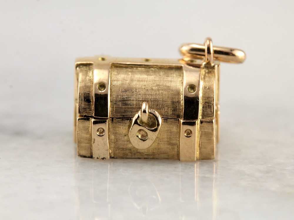 Moving Parts Treasure Chest Charm in Yellow Gold - image 2