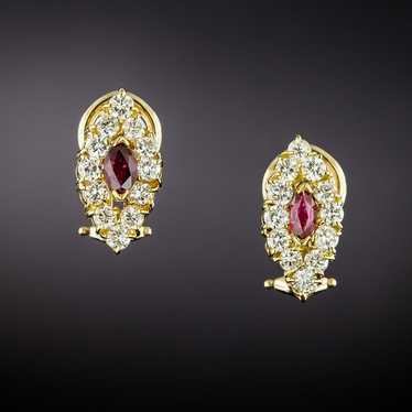 Estate Ruby and Diamond Earrings - image 1