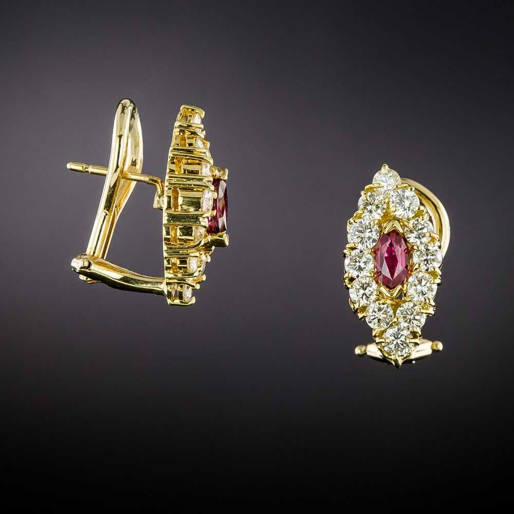 Estate Ruby and Diamond Earrings - image 2