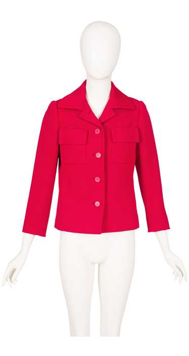 Philippe Venet 1970s Red Wool Collared Button-Up J