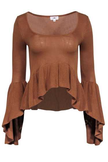 LPA - Tan Scoop Neck Long Sleeve Sweater w/ Bell … - image 1