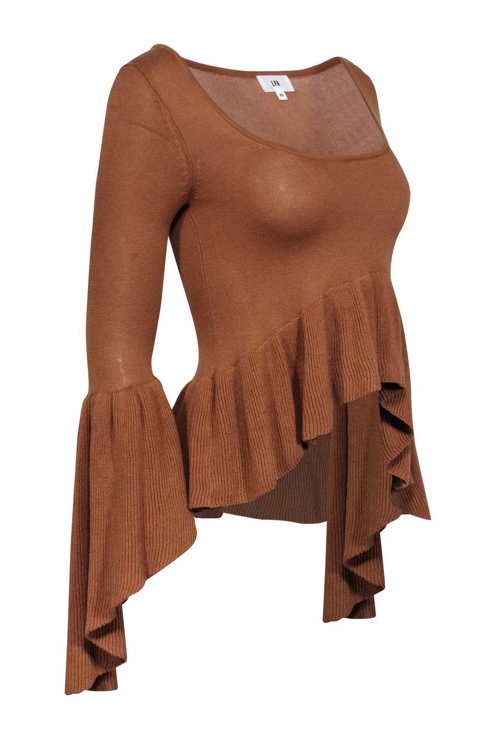 LPA - Tan Scoop Neck Long Sleeve Sweater w/ Bell … - image 2