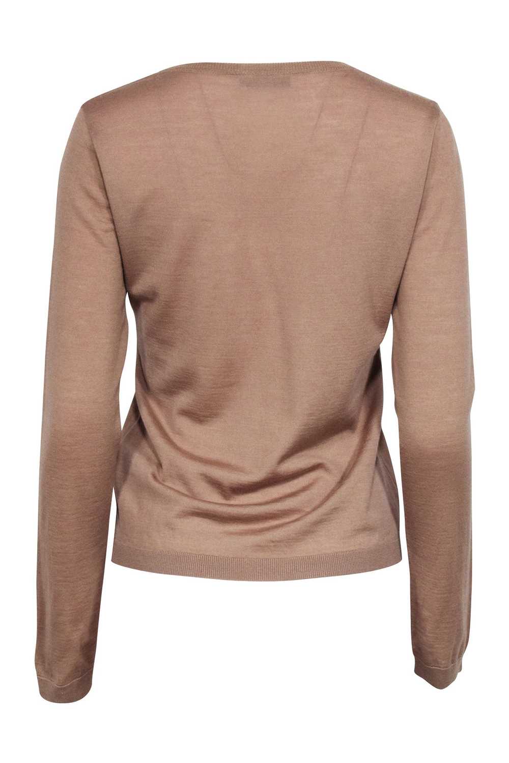 Valentino - Tan Wool & Silk Blend V-Neckline Knit… - image 3